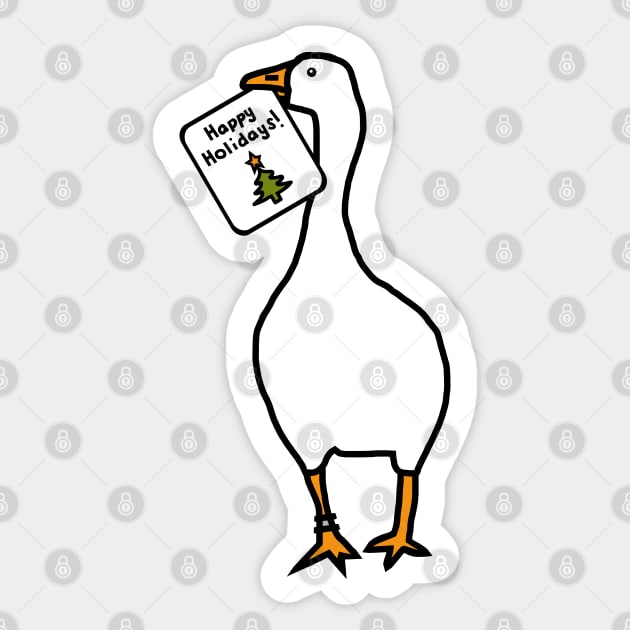 Annoying Christmas Goose Steals Happy Holidays Card Sticker by ellenhenryart